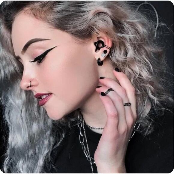 New‎ Black Circle Round Ear Plugs With Case Silicone Concert Tips - Picture 1 of 4